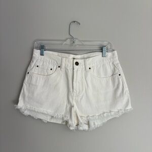Billabong White Raw Frayed Hem Jean Shorts